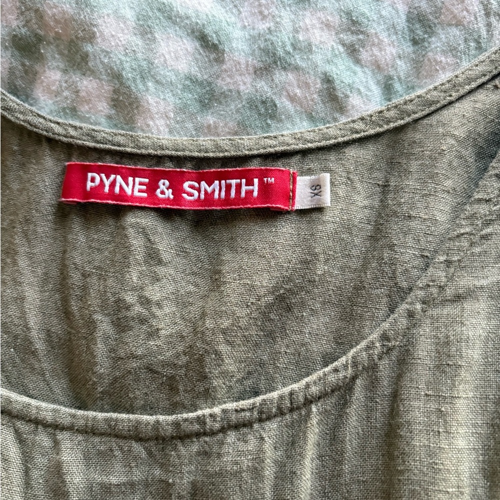 Pyne & Smith sage Green Linen pinafore Dress xs - Picture 2 of 2